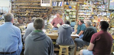 Ron Herman gives information to a class on types of molding planes.